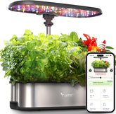 LPH-SE WiFi Hydroponic Grow System, 12 Pot Indoor Smart Herb Garden Kit, Indoor Garden with 24W LED Grow Light, 5.5L Water Tank, Pumping System, Auto Timer