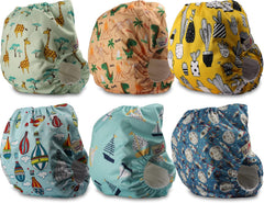 Littles and Bloomz Reusable Diaper FLV2-0602, Standard Hook and Loop Closure, 6 Diapers