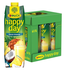 Rauch Happy Day Coconut-Pineapple | A trip to the Caribbean | Pineapple fruit juice and coconut water | 6 x 1 liter, Tetra Prisma Alcohol-free drinks Naty Shop