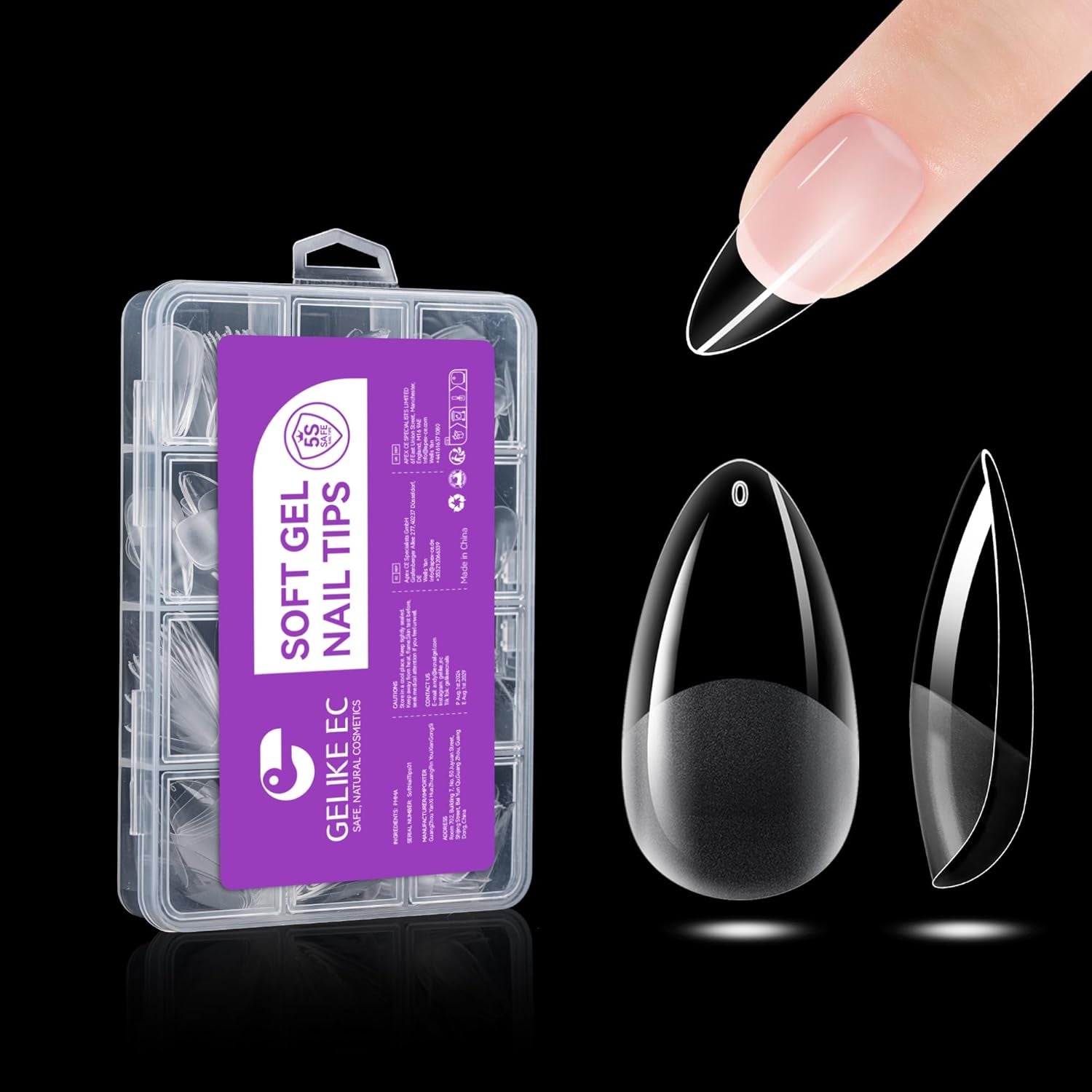 Gelike EC Tipuri de Unghii Pătrate Extra Scurte - Acoperire Completă, Tipuri de Unghii Scurte XS, Tipuri de Unghii Moi cu Gel, Tipuri de Unghii Artificiale din Rășină PMMA Pre-Lustruite pentru Femei, Salon, 120 Bucăți, 12 Mărimi