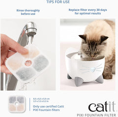 Catit 43722 Pixi Ersatzfilter, Trinkbrunnenfilter für die Catit Pixi Trinbrunnen, 6er Pack, Weiß