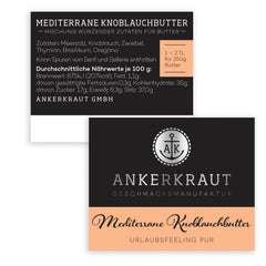 Ankerkraut Mediterranean Knoblauchbutter Gewürz, 85g in cork glass, Zuckerfrei, Würzige Ingredient für Butter, Gift Idea, Grill-Abend with Friends & Family, Premium Qualität Ohne Gesmackverstärker