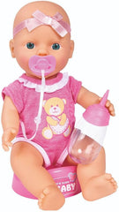 Simba 105030069 - New Born Baby Doll, vinyl doll with drinking and feeding function, with birth certificate and accessories, 4 pieces, 30 cm, doll, from 3 years Naty Shop Dolls
