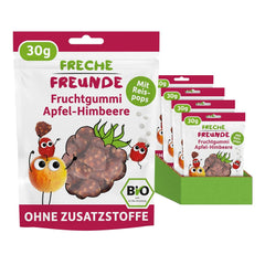FRECHE FREUNDE Organic Fruit Jellies, Apple, Raspberry and Rice Lollipops, Fruity Sweet Snack for Kids, Gluten Free, Vegan, Pack of 20 (20 x 30g)