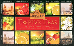 Ahmad Tea Twelve Teas – 12 sortimente de ceai negru și verde cu diferite arome – 60 pliculețe de ceai ambalate individual, sigilate pentru păstrarea aromelor, 120 g ceai