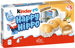 Kinder Happy Hippo Hazelnut - Specialty Crunchy Wafers with Milk and Hazelnut Cream - Carnival and Mardi Gras Sweets - 1 pack containing 5 individual bars of 20.7g each