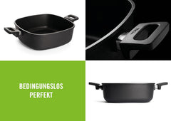 Woll Nowo Titanium Guss-Kasserole Viereckig - Induktiv -, 28 X 28 Cm, 10 Cm Hoch, 6.0 Liter, Mit 2 Seitengriffen - Geeignet Für Alle Herdarten, Aluminium, Backofenfest, Schwarz Molds and trays for baking Naty Shop