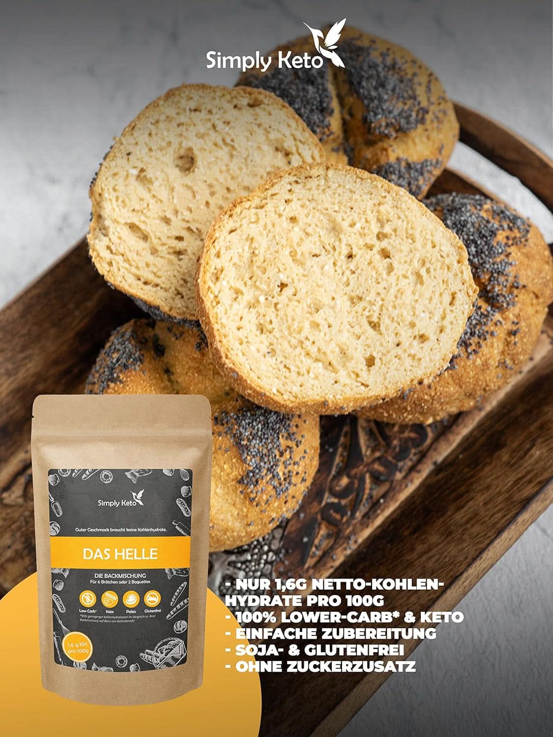 Simply Keto The Light Lower Carb* Bread, Mix pentru pĂąine fÄrÄ gluten, 260 grame Bucatarie Naty Shop