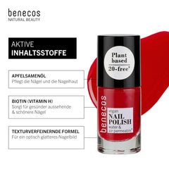 Benecos 20-Free vegan nail polish, vintage red - herbal nail polish - fast drying and long lasting - water permeable - enriched with biotin - 5ml