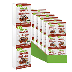 FRECHE FREUNDE Organic Raisins, Trockenfrüchte ohne Zucker, ohne Zusatzstoffe, ungeschwefelt, in kleinen Snackboxen, Sultaninen für Kinder, 20er Pack, 20 x (3x14g)