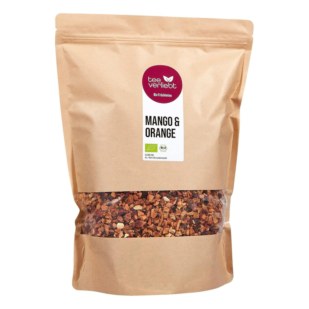 Teeverliebt - Ceai de fructe vrac Mango & Orange 1000 G I Ceai de fructe vrac I Amestec de ceaiuri de vară din culturi ecologice controlate I Ceai de fructe organic vrac 1 kg