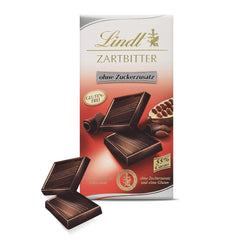 Lindt Chocolate | Dark chocolate bar with no added sugar | 100g | The finest dark chocolate with 55% cocoa, no added sugar and no gluten | Gluten-free chocolate bar