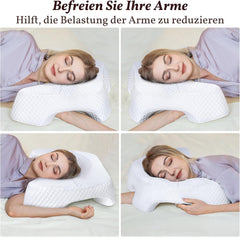 SAHEYER Pernă pentru dormit lateral cu braț, pernă ortopedică ergonomică, pernă din spumă de memorie pentru gât și umăr, pernă pentru gât cu brațe multiangulare pentru multe poziții de dormit (alb) Perne ortopedice cervicale Naty Shop
