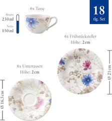 Villeroy & Boch - Mariefleur Gris Set de cafea sau mic dejun din porțelan premium Seturi vesela masa Naty Shop