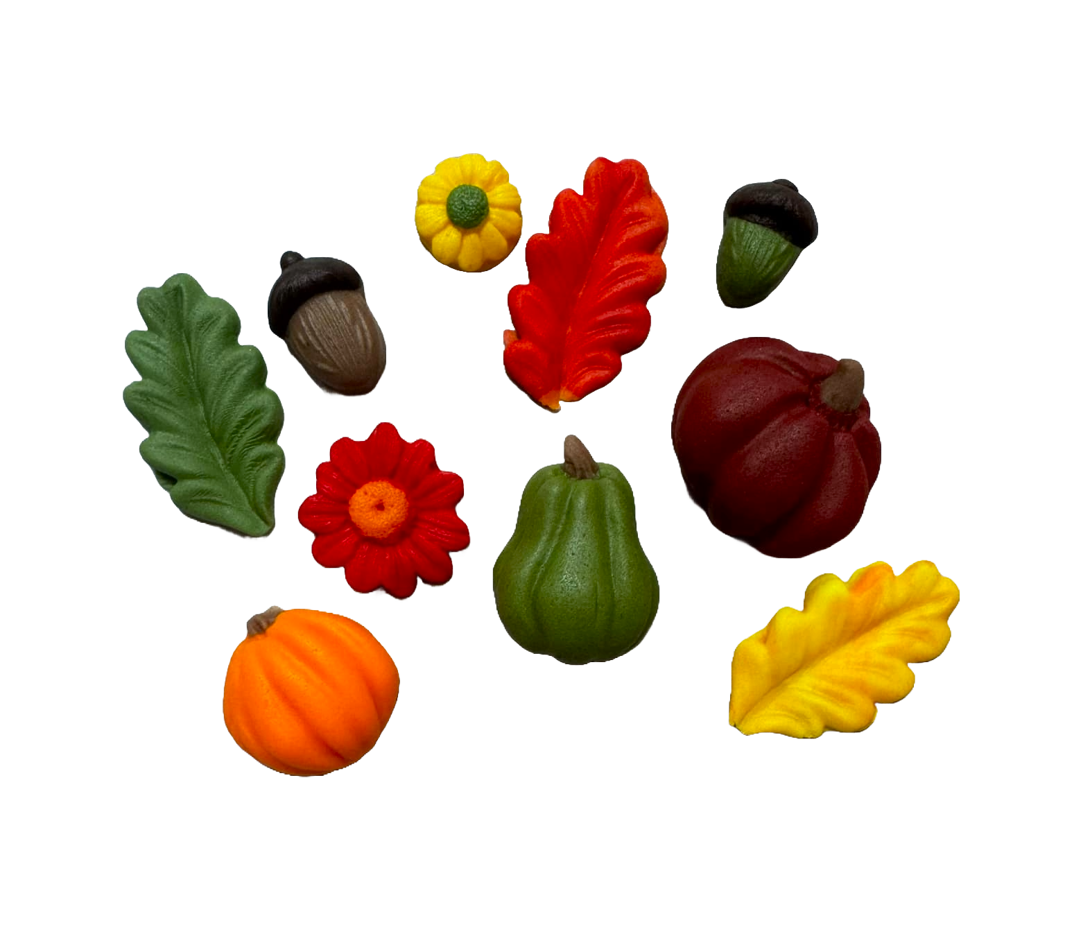 Set 10 decoratiuni comestibile din zahar, Toamna Decoratiuni din Pasta de Zahar Naty Shop