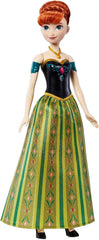 Păpușa Mattel Disney Frozen Singing Anna - fragment de cântec de 30 de secunde, ținută clasică de castel, fustă moale detașabilă, păr pieptănabil, pentru copii cu vârsta de 3 ani și peste, versiune germană, HMG41