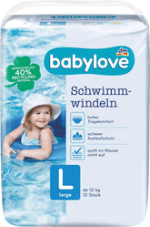Bath diapers size L (10 - 14 kg), pack of 12