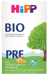 HiPP PRE organic infant milk (4 x 600g), from birth, contains only lactose as a carbohydrate, of the best organic quality