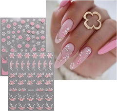 JMEOWIO Nagelsticker Blume 9 Blatt Nail Art Sticker Selbstklebend Nagelaufkleber Frühling Sommer Floral Dekoration Nageldesign Zubehör