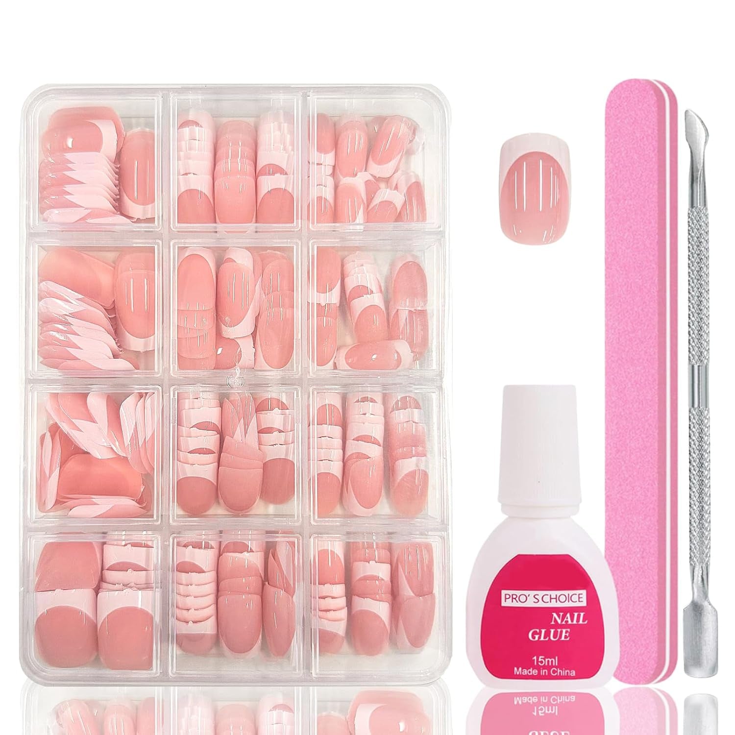 240 Stück Falsche Nägel Tips Set - Französisch Falsche Nägel Zum Aufkleben - Künstliche Nägel Medium Quadrat Ballerina Nail Art Manicure Fake Nails Für Damen Und Frauen (French Medium Ballerina)