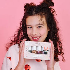Miss Nella Magic Collection 4 Piece Glitter Nail Polish Set: Pink, Red, Gold and Blue, Kids Special Removable Nail Polish, Non-Toxic, Water-Based, Odorless