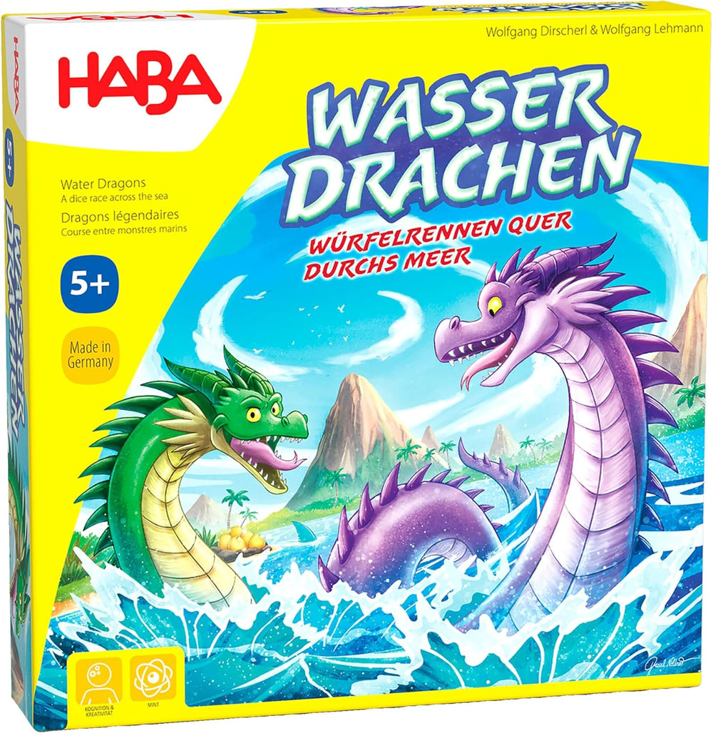 HABA Water Dragons - Dice and Strategy Game for Kids 5+ - Exciting Board Game with Dragons and Wooden Figures - Family Game for 2-4 Players - 1307133001