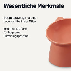 Amazon Basics Futternäpfe für Katzen, Katzenohrform, 2er-Pack, 13.2 × 13.2 × 11.4 cm, orange and blue