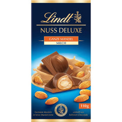 Lindt Chocolate | NUT DELUXE Chocolate bar with milk and almonds | 110g | Milk chocolate with roasted almonds in a smooth almond cream | Chocolate bar