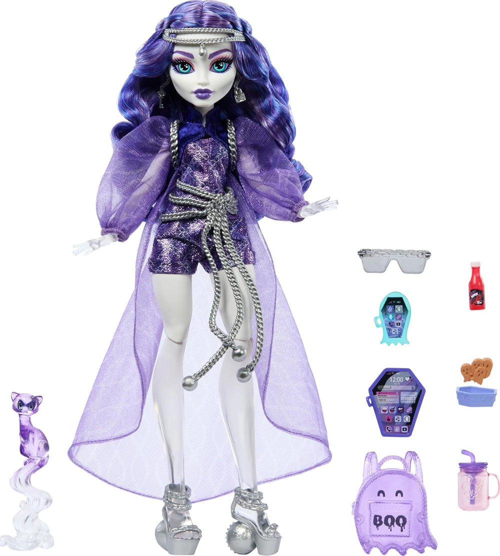 Monster High Spectra Vondergeist Doll with Rhuen Ferret and Accessories such as Backpack, Tablet, Snacks and More, HXH77 Naty Shop Dolls Default Title