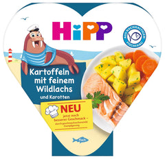 HiPP potatoes with fine wild salmon and carrots (6x250g), from 1 year, lightly steamed, seasoned for children, from sustainable fishing
