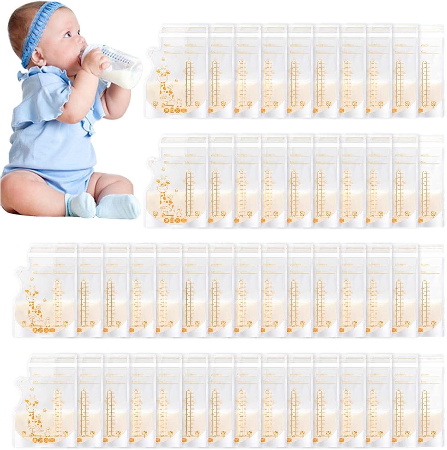 Vinabo 50 Stück Muttermilchbeutel, 250Ml Bpa-Frei Muttermilch Aufbewahrung Bag, Milchbeutel Für Muttermilch Mit Ausgießer Für Das Stillen, Selbststehender, Kann Eingefroren Werden, Vorsterilisiert Accesorii Hrana si Alaptare Bebe Naty Shop