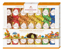 Niederegger | Marzipan eggs | 1 x 262g | Variants: Classic, Milk Chocolate, Orange, Caramel Crunch, Pineapple, Espresso and Pistachio | Covered with dark and milk chocolate | Easter gift