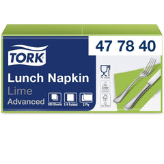 Tork 477840 Șervețele de prânz Lime / Șervețele din 2 straturi pentru mâncăruri mici sau gustări / Calitate avansată / 10 X 200 (2000) șervețele de hârtie / 32.6 X 33 Cm (L X l) / 1/4 pliere