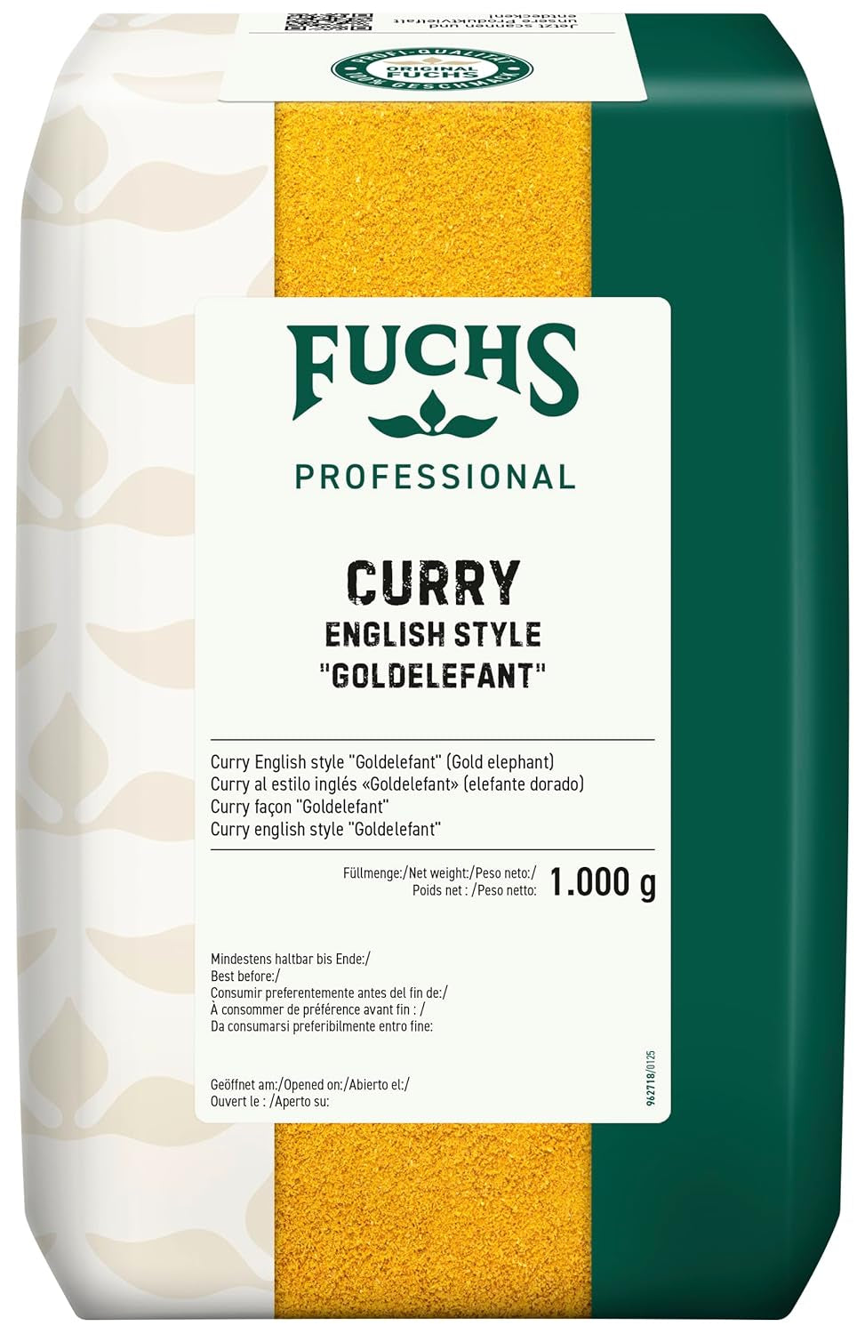 Fuchs Professional - Curry english style "Goldelephant" | Zum Würzen von Suppen, Saucen und Reisgerichten | Profi-Qualität für Großverbraucher und Gastronomie | 1 kg im recyclable bag