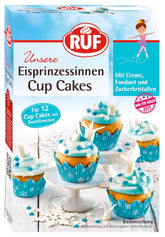 RUF Cupcakes Für Eis-Prinzessinen Und Prinzen, Mit Torten-Creme in Eisblau, Zucker-Eiskristallen Und Fondant Für Zuckerkronen, Inkl. 12 Backförmchen, 1 X 391G Glazuri si Decor Naty Shop 365 G Eisprinzessin
