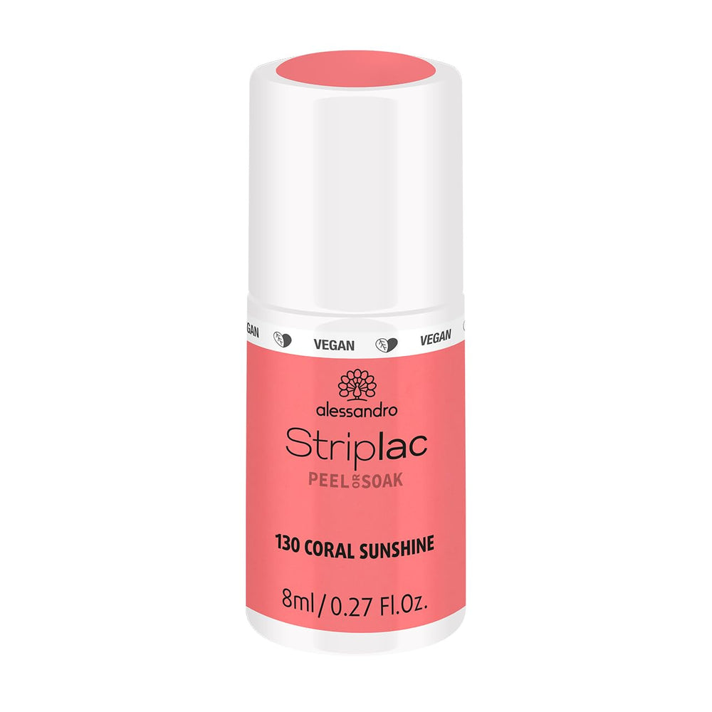Oja UV alessandro Striplac Coral Sunshine – Delicată și de lungă durată – Îndepărtare ușoară datorită tehnologiei de îndepărtare – Vegană și cruelty-free – 8 ml