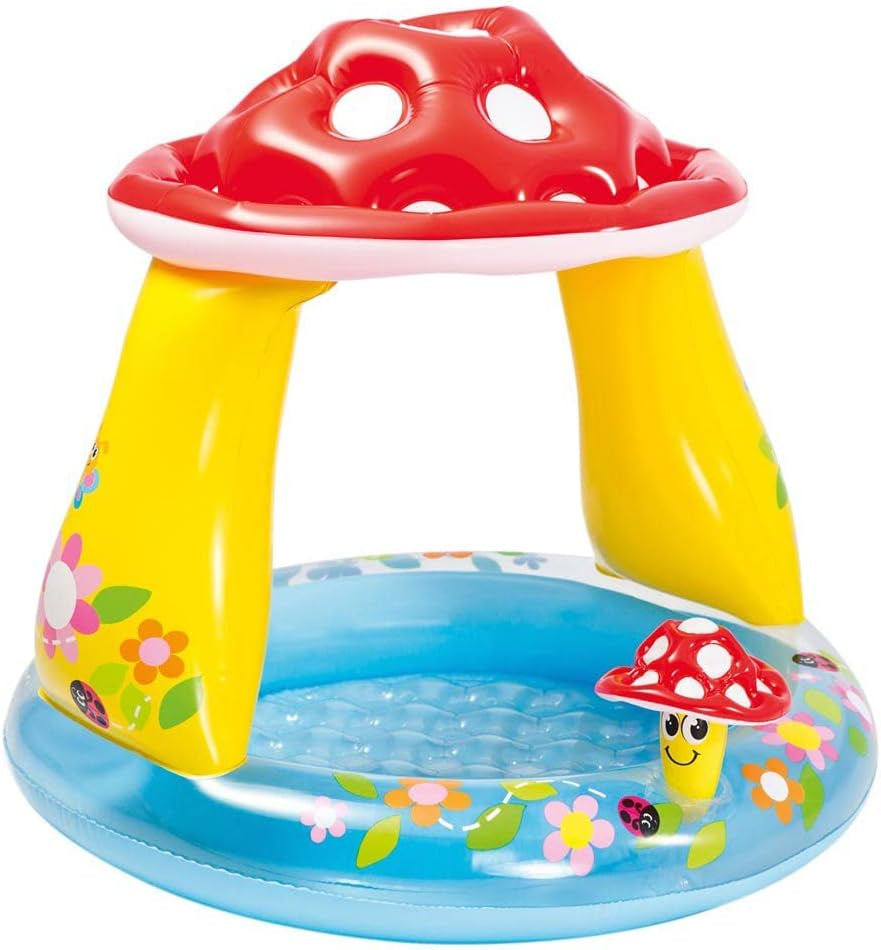 Intex 57114 NP - Inflatable pool for babies, mushroom type, vinyl, multicolor, 102x89 cm