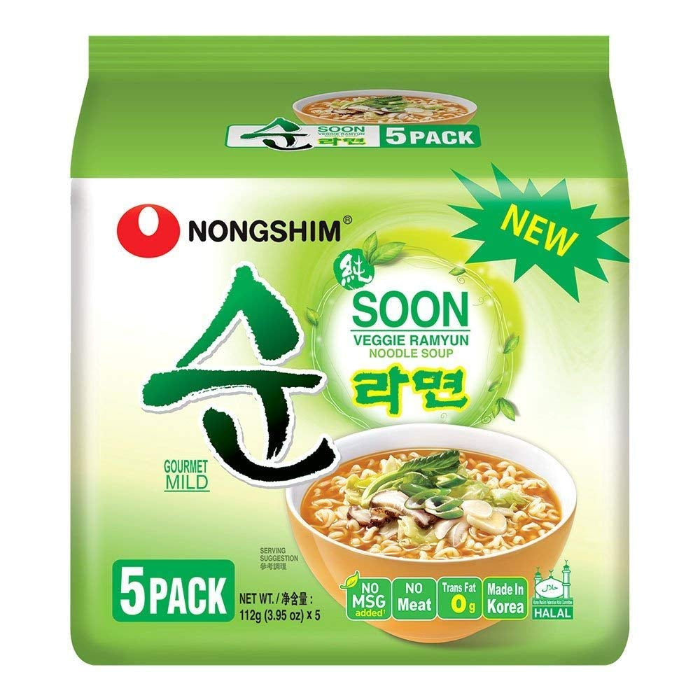 NONGSHIM - Soon Veggie Ramyun Instant Noodles - 6 x 112g - Multi Pack