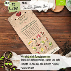 Organic Mini Tomato Seed Set: 12 Varieties of Free Grown Tomatoes | Rare and Family Cocktail, Cherry and Beefsteak Tomato Seeds | Vegetable seeds for balcony, raised bed, garden and gift | Loveplants