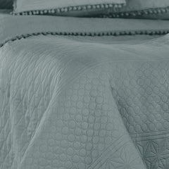 Ameliahome Bedspread with pompoms 220X240 Cm Double-sided bedspread Ultrasonic Quilting Polyester Meadore Gray Beds and Blankets Besuche den AmeliaHome-Store