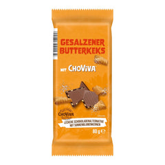 Salted Butter Biscuits and ChoViva, 80g bar, made from alternative chocolate with sunflower seeds