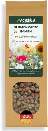 Flower seeds in a protective clay coating for bees and butterflies, 400g. Perennial and winter-hardy plants, creating a flowering landscape of 20 m². Beautiful wildflower seeds for a colorful bee pasture. Gift for children.