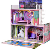 Olivia's Little World Big Dreamland Sunset Contemporary Children's Interactive Wooden Doll House 3 Floors with 16 Doll Furniture Accessories Multi TD-13616A Dollhouses Naty Shop Default Title