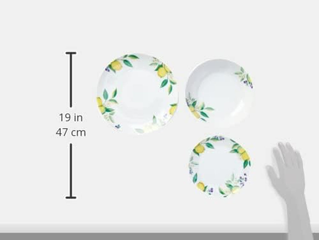 Serviciu de masă Excelsa Lemon, 18 piese, porțelan, Bianco/Limoni Seturi vesela masa Naty Shop