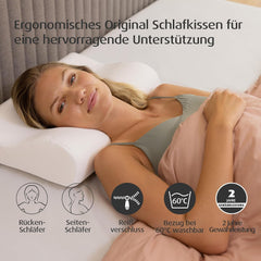Pernă de dormit TEMPUR Original din spumă cu memorie, pernă ergonomică cu suport pentru gât pentru persoanele care dorm pe o parte și pe spate, senzație fermă, S (50 x 31 x 8/5 cm), Alb