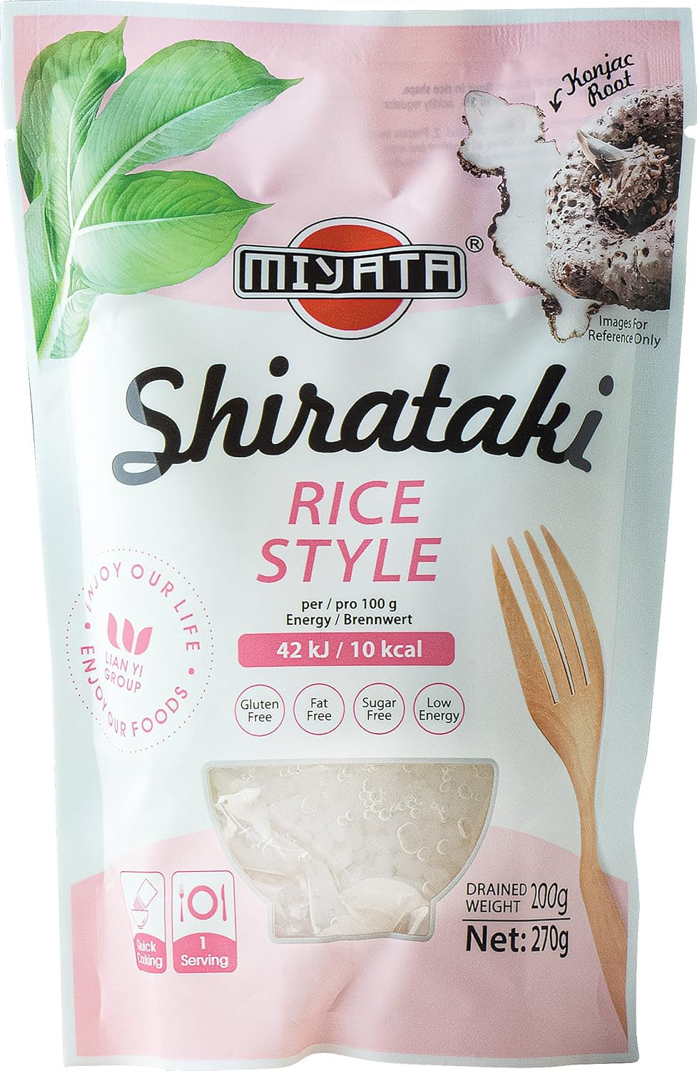 Shirataki style Miyata rice made from konjac flour, 1 packet (1 x 270g)