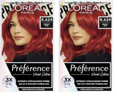 L'Oréal Paris Intensive permanent hair color, Până la 8 săptămâni de păr strălucitor și culoare intensă, Préférence Vivid Colors, Culoare: 8.624 BRIGHT RED, 1 buc (pachet de 2) Vopsea pentru par Naty Shop Titlu implicit