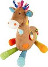 SIGIKID 42863 Jucărie pentru bebeluși girafă XXL, jucărie educativă PlayQ, jucărie de pluș cu inel de dentiție, zornăitor, oglindă, scârțâitor, pentru bebeluși și copii de la 3 luni, multicoloră/girafă 72 cm Jucarii Bebe Naty Shop Titlu implicit