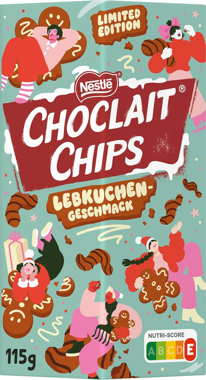 Nestlé Gingerbread, a delicious and crunchy snack with gingerbread flavor, covered in milk chocolate and refined with decorative stripes of dark chocolate, 1 pack (1 x 115g)