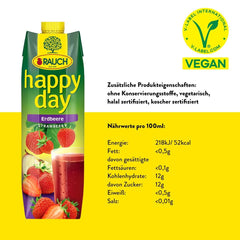 Rauch Happy Day Strawberry | Intense strawberry flavor | Refined with apples and lemon | 6X 1 liter, Tetra Prisma Alcohol-free drinks Naty Shop
